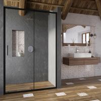 Душевая дверь Ravak Blix Slim BLSDP2-110 профиль Черный матовый стекло Transparent арт-X0PMD0300Z1 — фото 1, Раздвижные душевые двери