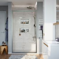 Душевая дверь STWORKI Стокгольм 90 3GW203TTKK000 профиль Хром матовый стекло прозрачное арт-451457 — фото 1, Раздвижные душевые двери