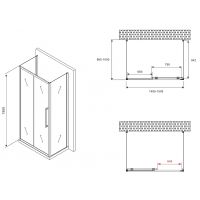 Душевой уголок Abber Schwarzer Diamant 150x100 профиль Черный стекло матовое арт-AG30150BMH-S100BM-S100BM — фото 5, Прямоугольные душевые уголки