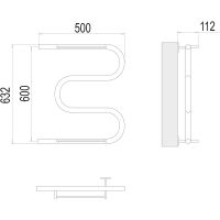 Водяной полотенцесушитель Terminus М-образный с/п (1) 600x500 с полкой Хром, боковое подключение, G 1" НР арт-4620768880391 — фото 3, Водяные полотенцесушители