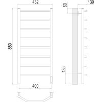 Электрический полотенцесушитель Terminus Виктория П8 400х850 Хром арт-4670078531209 — фото 4, Электрические полотенцесушители