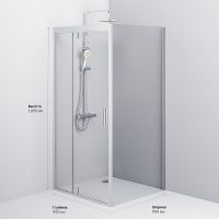 Душевой уголок AM.PM Gem 90х90 профиль Серебро матовое стекло прозрачное арт-W90G-404-090MT — фото 7, Квадратные душевые уголки