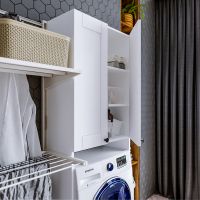 Шкаф пенал Бриклаер Хелена 65 над стиральной машиной Рамочный белый арт-4627125416422 — фото 3, Пеналы для ванной комнаты