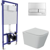 Комплект унитаза с инсталляцией Berges Novum с сиденьем Микролифт и клавишей смыва Хром глянцевый арт-043242 — фото 1, Комплекты унитаз + инсталляция