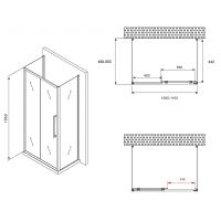 Душевой уголок Abber Schwarzer Diamant 110x50 профиль Хром стекло матовое арт-AG30110MH-S50M-S50M — фото 5, Прямоугольные душевые уголки