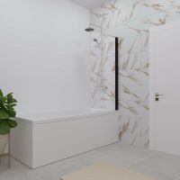 Шторка на ванну Triton Соло-Блэк 75х140 профиль Черный стекло прозрачное арт-Щ0000051154 — фото 1, Шторки для ванной распашные