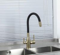 Смеситель для кухни Frap H69 Сатин золотой Черный арт-F4396-3 — фото 3, Смесители для кухни