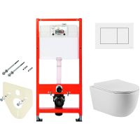 Комплект унитаза Vincea Evo Rimless VT1-34S с инсталляцией Tece Base 9400413 с сиденьем Микролифт и Белой клавишей смыва арт-VT1-34S+9400413 — фото 1, Комплекты унитаз + инсталляция