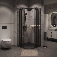 Душевой уголок Grossman Classic 100х100 профиль Черный матовый стекло тонированное арт-301.K33.04.1010.21.10 — фото 4, Душевые уголки четверть круга