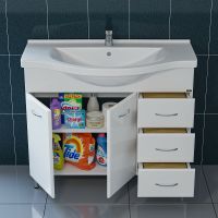 Тумба под раковину СанТа Эльбрус 100 Белая арт-201107 — фото 4, Тумбы под раковину