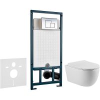 Комплект унитаза Vincea Evo Rimless VT1-34S с сиденьем Микролифт и инсталляцией WeltWasser WW Marberg 507 10000005949+10000005953 с клавишей смыва Хром глянцевый арт-VT1-34S+10000005949+10000005953 — фото 1, Комплекты унитаз + инсталляция