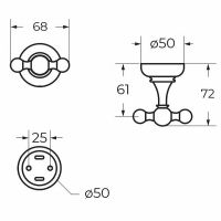 Двойной крючок Cezares Aphrodite Хром арт-APHRODITE-DHK2-01-M — фото 2, Крючки для полотенец