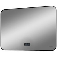 Зеркало Reflection Shadow 800х600 с подсветкой Черное с сенсорным выключателем, диммером, подогревом и часами арт-RF5733SH — фото 2, Зеркала в ванную комнату