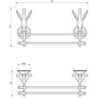 Полотенцедержатель Migliore Luxor двойной Золото арт-26134 — фото 3, Полотенцедержатели