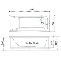 Акриловая ванна Triton 1ACReal Тори 150х70 без гидромассажа арт-Щ0000042930 — фото 6, Акриловые ванны