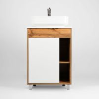 Тумба под раковину VIANT Бостон 65 Белая Дуб Вотан арт-VBOS65N-T1ST — фото 3, Тумбы под раковину