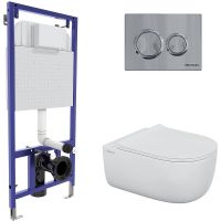 Комплект унитаза с инсталляцией Berges Novum с сиденьем Микролифт и клавишей смыва Хром глянец арт-043302 — фото 1, Комплекты унитаз + инсталляция