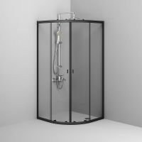 Душевой уголок AM.PM X-Joy Twin Slide 90х90 профиль Черный матовый стекло прозрачное арт-W88G-205-090BT64 — фото 3, Душевые уголки четверть круга