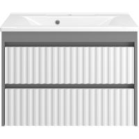 Тумба с раковиной Brevita Balaton 80 подвесная Белая матовая Серая матовая арт-УТ000012299 — фото 1, Тумбы с раковиной