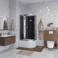 Душевая кабина Niagara Eco 90x80 L без гидромассажа арт-E90/80/40L/TN/BK — фото 3, Душевые кабины