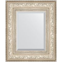 Зеркало Evoform Exclusive 60х50 с фацетом в багетной раме - Виньетка серебро 109 мм арт-BY 3374 — фото 1, Зеркала в ванную комнату