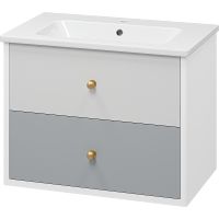 Тумба с раковиной Brevita 50 Shades of Grey Анастейша 80 подвесная Белая матовая Серая матовая арт-УТ000014239 — фото 1, Тумбы с раковиной