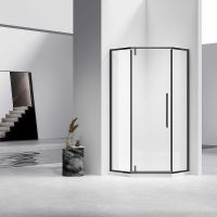 Душевой уголок Vincea Slim-N 90x90 профиль Черный стекло прозрачное арт-VSP-4SN900CLB — фото 1, Душевые уголки трапеция