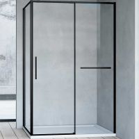 Душевой уголок Vincea Slim Soft 110x80 профиль Черный стекло прозрачное арт-VSR-1SS8011CLB — фото 1, Прямоугольные душевые уголки
