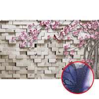 Фреска Ortograf 3D 33125 Фактура бархат серебро FX-S Флизелин (4,5*2,7) Белый/Розовый, Кирпич/Деревья/Цветы арт-33125 (бархат серебро FX-S) — фото 1, Фрески