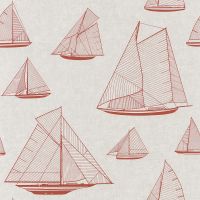 Обои Casadeco Rivage Винил на флизелине (0,53*10,05) Белый/Красный, Корабли арт-84028205 — фото 1, Обои для стен