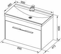 Тумба с раковиной Aquanet Августа 90 подвесная Белая арт-287695 — фото 7, Тумбы с раковиной