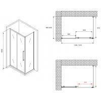 Душевой уголок Abber Schwarzer Diamant 130x90 профиль Черный стекло матовое арт-AG30130BMH-S90BM — фото 5, Прямоугольные душевые уголки