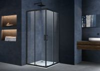 Душевой уголок Vincea Alpha 100x100 профиль Черный стекло прозрачное арт-VSS-3AL100CLB — фото 3, Квадратные душевые уголки