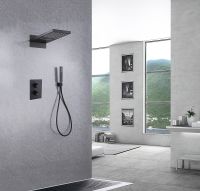 Душевая система Abber Weiss Insel с термостатом Черная матовая арт-AF8052B — фото 2, Встраиваемые душевые комплекты