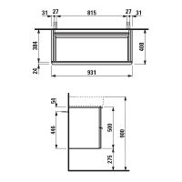 Тумба под раковину Laufen Val 95 подвесная Светлый орех арт-4.1020.2.160.101.1 — фото 3, Тумбы под раковину