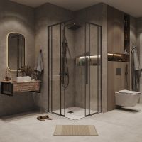 Душевой уголок Grossman Galaxy 100х100 профиль Графит сатин стекло прозрачное арт-300.K33.01.1010.42.00 — фото 2, Квадратные душевые уголки