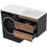 Тумба с раковиной Misty Коломбо 120 R подвесная Дуб Галифакс Антрацит арт-УТ000015590 — фото 3, Тумбы с раковиной