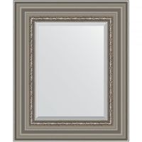 Зеркало Evoform Exclusive 56х46 с фацетом в багетной раме - Римское серебро 88 мм арт-BY 1369 — фото 1, Зеркала в ванную комнату