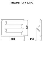 Водяной полотенцесушитель Ника Econ ПЛ-4 32/70 с полкой Хром арт-ПЛ 4 32/70 — фото 2, Водяные полотенцесушители
