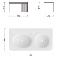 Тумба с раковиной Ceruttispa Sella 80 10311 подвесная Слоновая кость арт-CT10311 — фото 5, Тумбы с раковиной