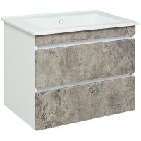 Тумба под раковину Runo Манхэттен 75 Серый бетон Белая арт-00-00001019 — фото 1, Тумбы под раковину