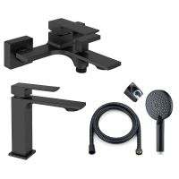 Комплект смесителей Orange Lutz Черный матовый арт-M04-311b — фото 6, Готовые комплекты для ванной комнаты