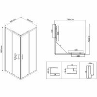 Душевой уголок Vincea City 80х80 профиль Хром стекло текстурное арт-VSS-5CT800MT — фото 5, Квадратные душевые уголки
