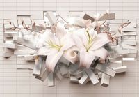 Фреска Ortograf 3D 33208 Фактура бархат серебро FX-S Флизелин (3,9*2,7) Белый/Розовый, Кирпич/Цветы/Абстракция арт-33208 (бархат серебро FX-S) — фото 2, Фрески