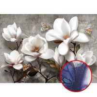 Фреска Ortograf 3D 6694 Фактура бархат серебро FX-S Флизелин (3,8*2,7) Серый/Белый, Цветы арт-6694 (бархат серебро FX-S) — фото 1, Фрески