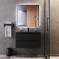 Зеркало Bond Cube 80x80 с подсветкой Черное с бесконтактным выключателем арт-M36ZE-8080 — фото 2, Зеркала в ванную комнату