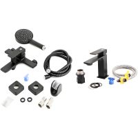 Комплект смесителей Orange Lutz Черный матовый арт-M04-311b — фото 15, Готовые комплекты для ванной комнаты