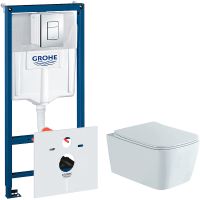 Комплект унитаза Aquatek Либра New AQ1148N-00 с инсталляцией Grohe Rapid SL 38775001 с сиденьем Микролифт и клавишей смыва Хром арт-AQ1148N-00+38775001 — фото 1, Комплекты унитаз + инсталляция