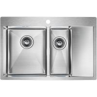 Кухонная мойка Paulmark Kroner 78/2SF Брашированная сталь арт-PM227851-BSL — фото 1, Кухонные мойки