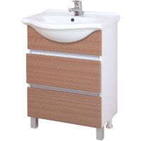 Тумба под раковину Onika Элита 60.13 Штрокс коричневый Белый арт-106122 — фото 1, Тумбы под раковину